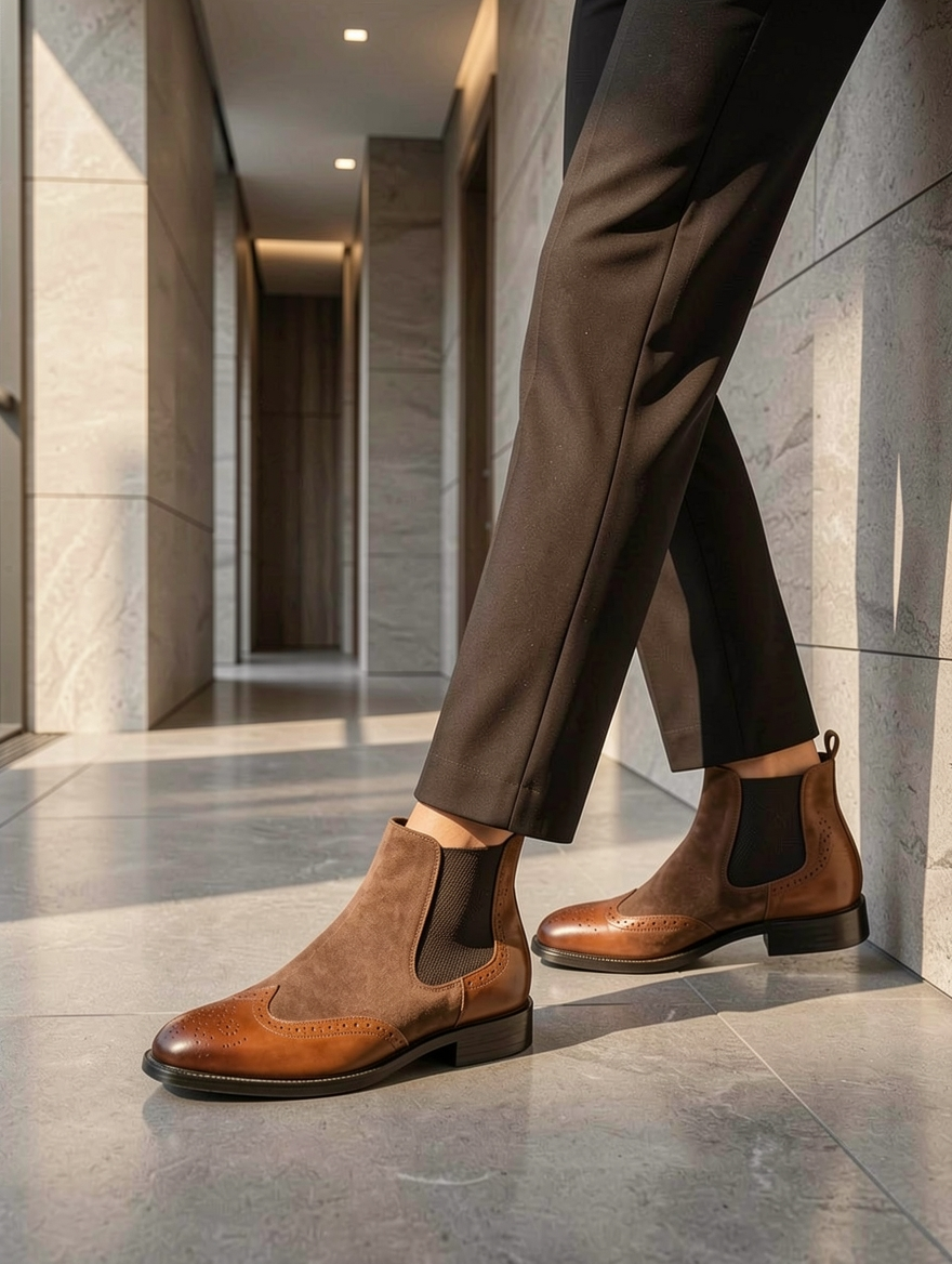 Men's Tuscany Suede Chelsea Boots – Premium Tan Leather Dress Boots