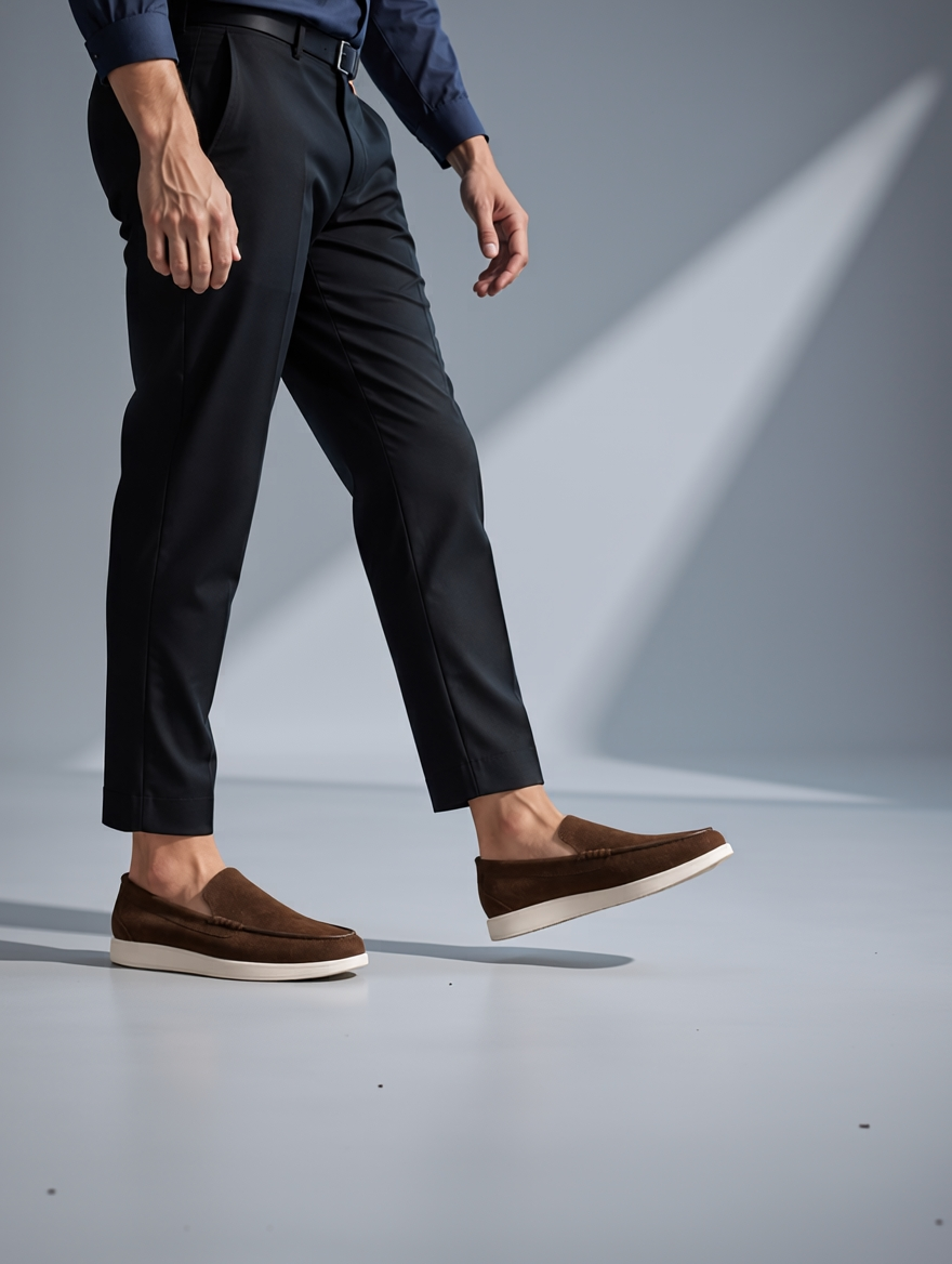 Men's Brown Suede Penny Loafers
