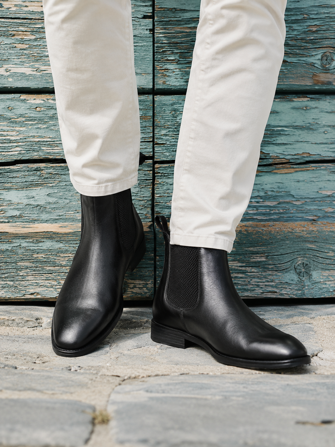 Men's Black Leather Slip-On Ankle Boots – Smart Casual & Formal Style