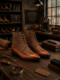 Men's Heritage Brogue Lace-Up Boots - Premium Brown Boots