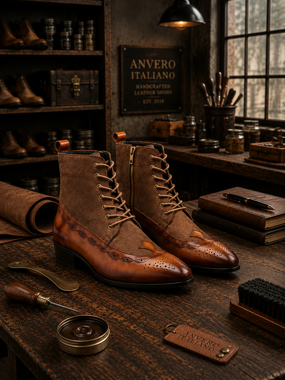 Men's Heritage Brogue Lace-Up Boots - Premium Brown Boots