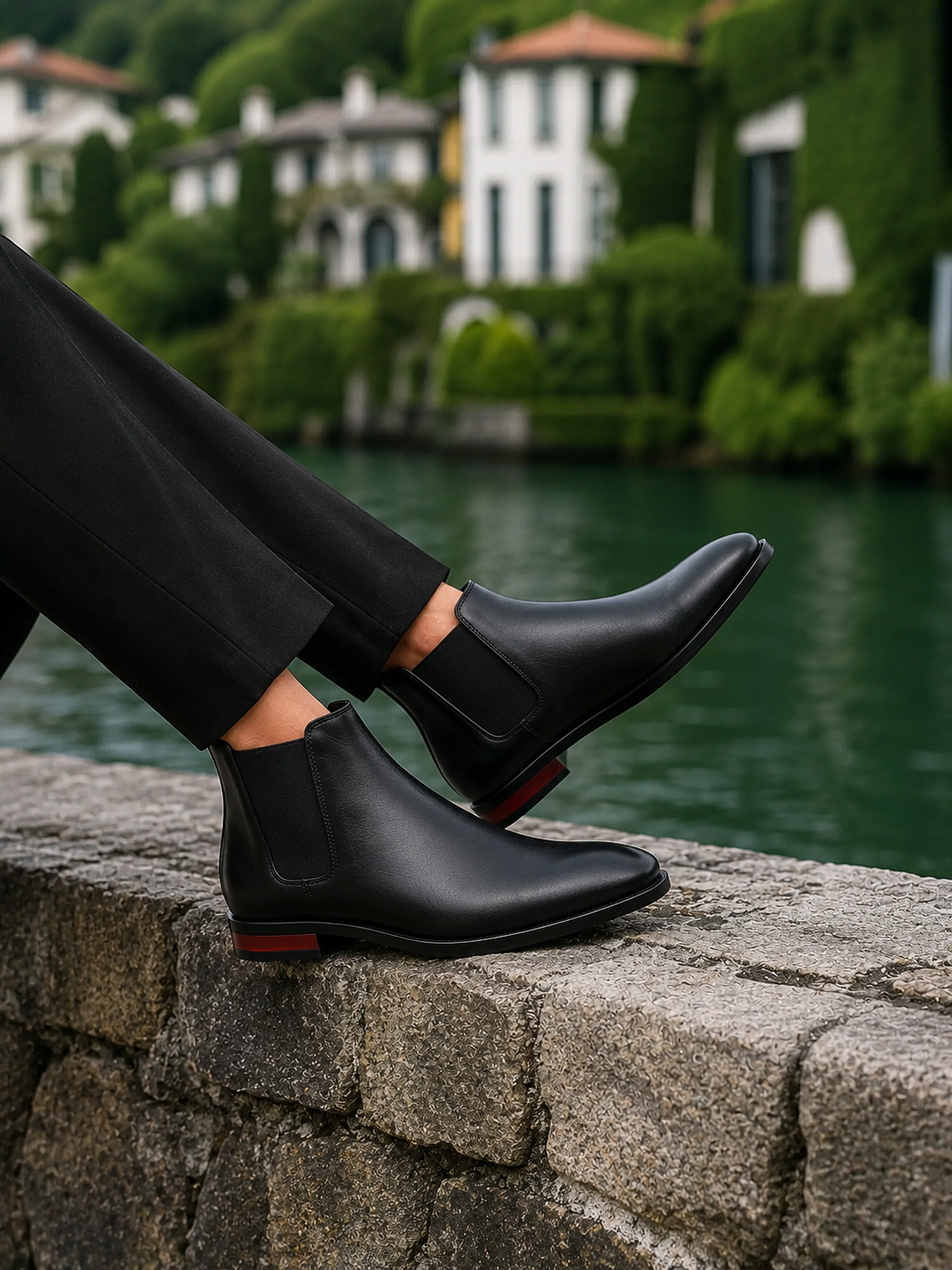 Men's Black Leather Signature Dress Boots