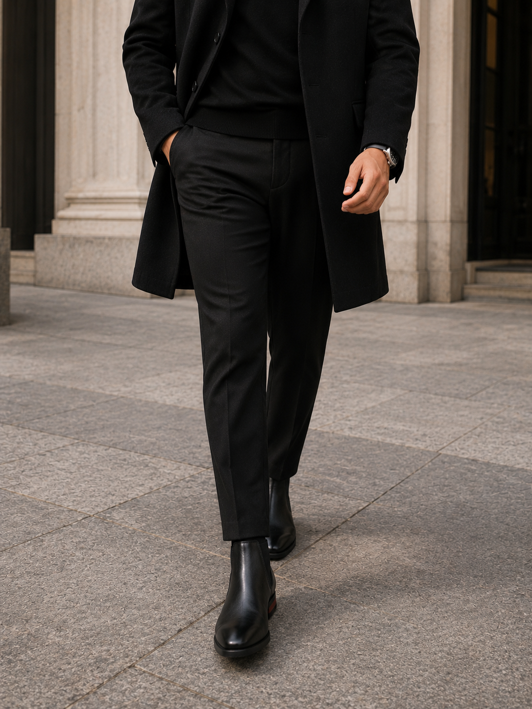 Men's Black Leather Signature Dress Boots